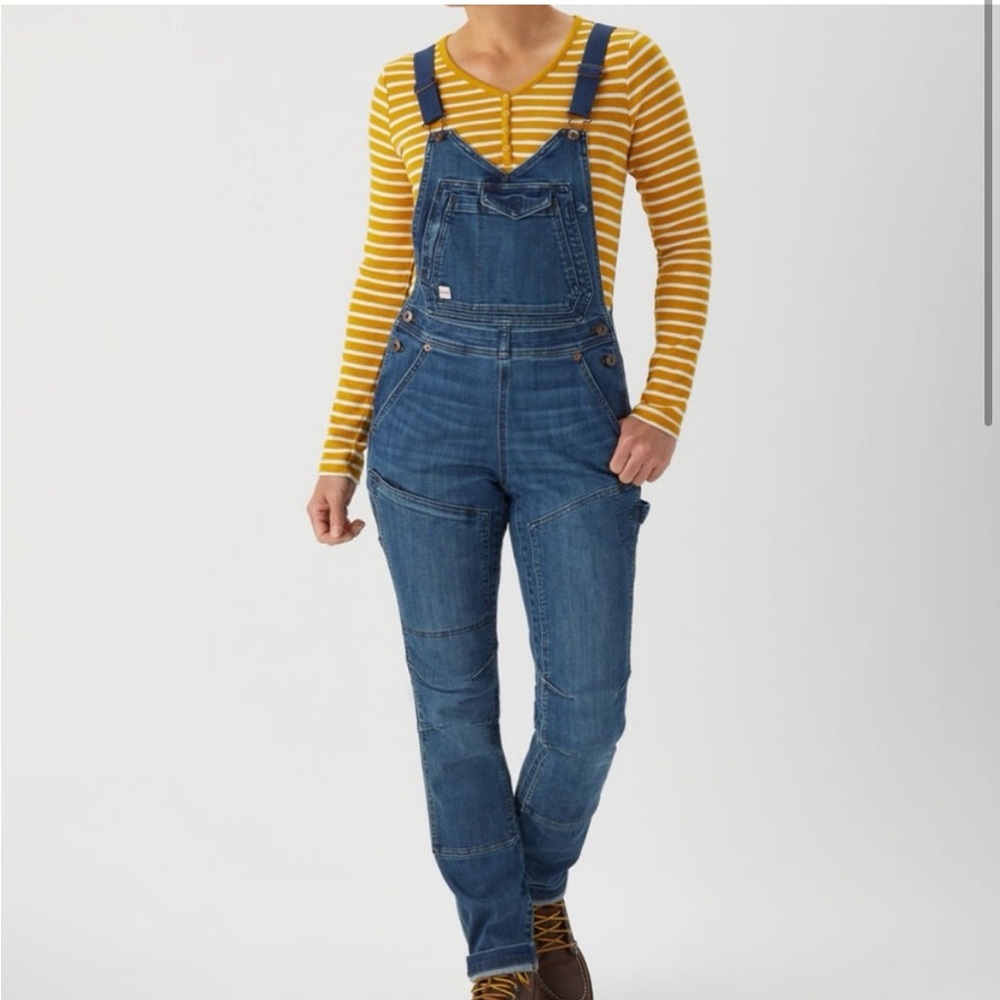 Duluth Trading Size 14 Double Knee Denim Bib Gardening Farm Overalls EUC
